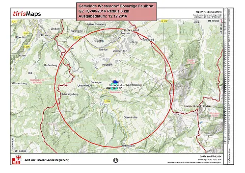 Karte des Sperrgebiet Westendorf